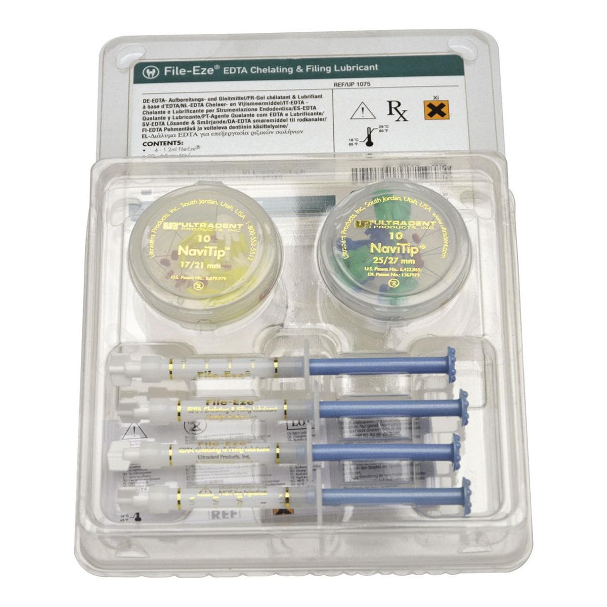 FILE-EZE EDTA KIT - UP 1075 - Kit: 4 siringhe da 1,2 ml cad. e 20 punte NaviTips