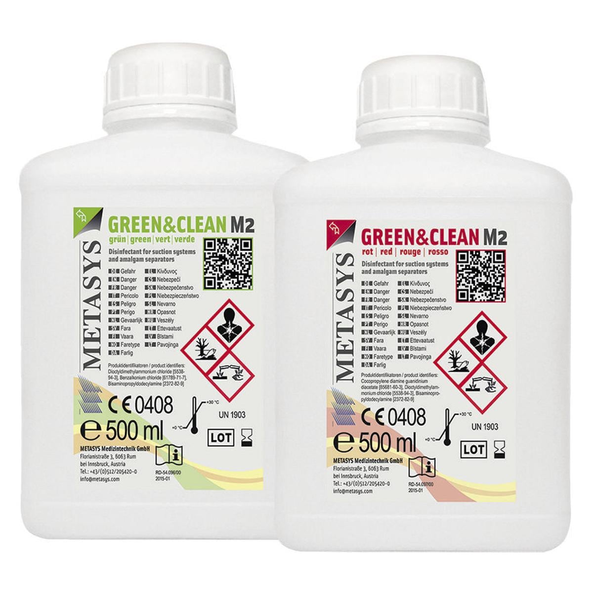 GREEN & CLEAN M2 - Ricambio: 2 flaconi da 500 ml cad. (rosso + verde)