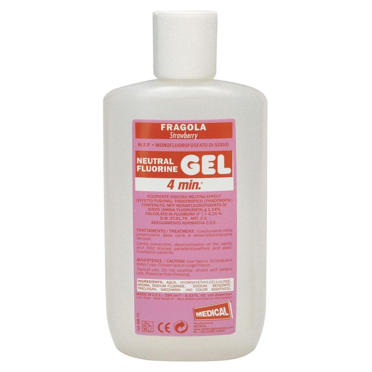 GEL DI FLUORO DA 250 ML - NEUTRO gusto fragola