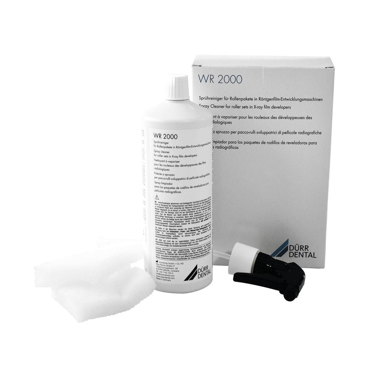 WR 2000 - Confezione da 1 litro con erogatore spray e 4 spugne speciali.