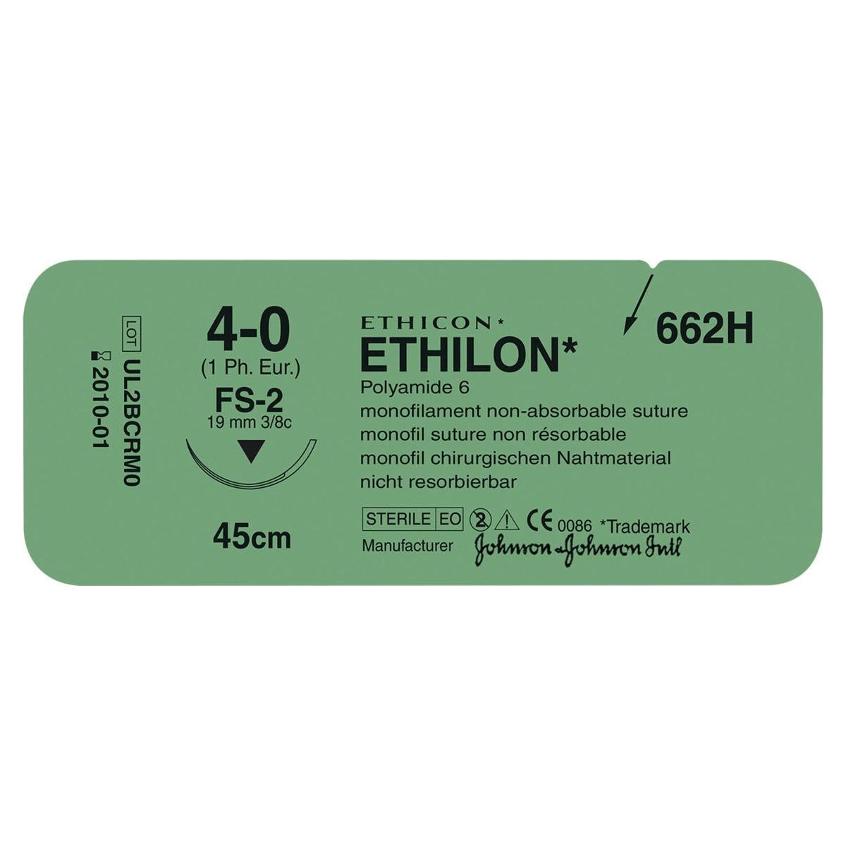 SUTURE ETHILON - AGO DORSO TAGLIENTE - FILO CM 45 - 661H - FS-2 3/8 cerchio - 5/0 (1) mm 19 - 36 pz.