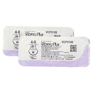 SUTURE VICRYL PLUS - AGO DORSO TAGLIENTE - FILO CM 70 - VIOLA - VCP 397 H - FS-2 3/8 cerchio - 4/0 (1,5) mm 19 - 36 pz.