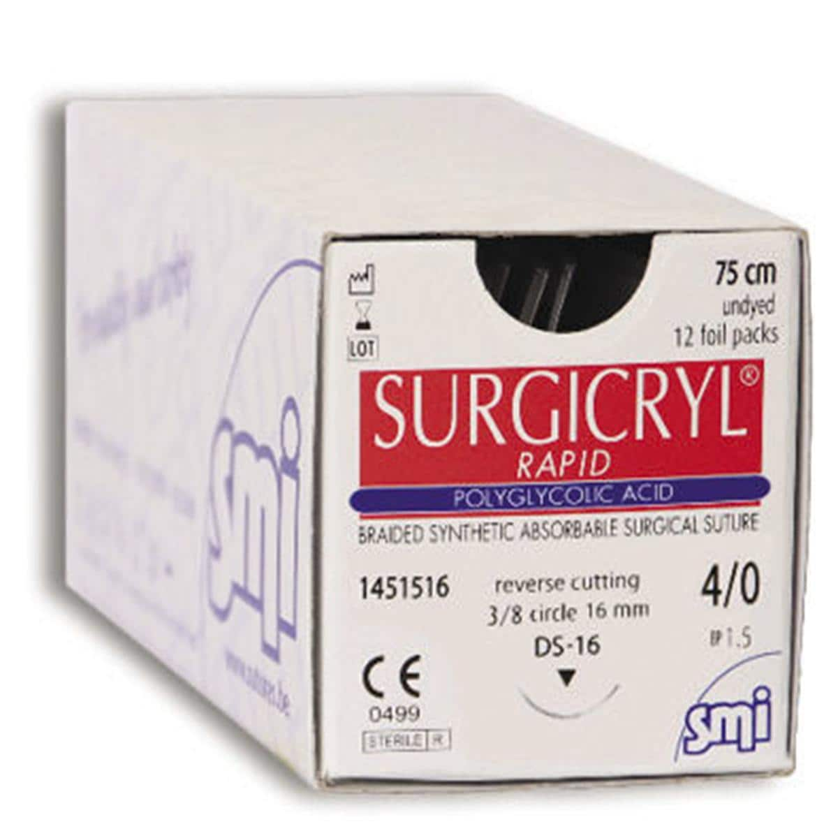 SURGICRYL® RAPID - AGO CILINDRICO PUNTA AFFUSOLATA 1/2 CERCHIO 12 PZ - AGO HR 17 mm CALIBRO 3/0 EP 2