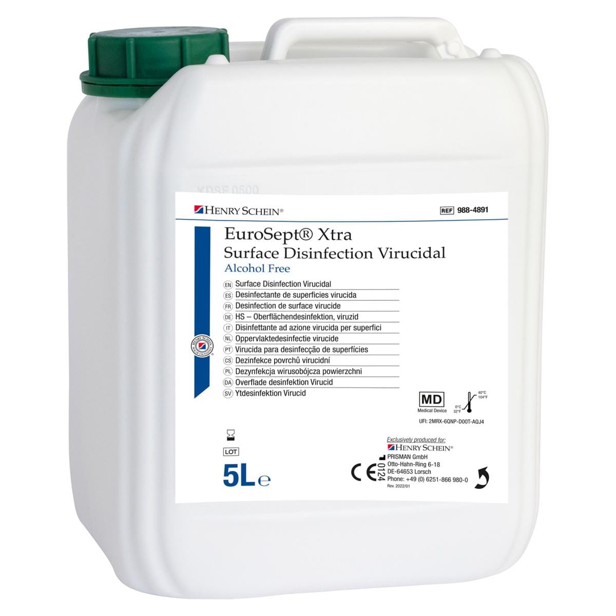 EUROSEPT XTRA SURFACE DISINFECTION VIRUCIDAL PRIVO DI ALCOL - Tanica da 5 litri